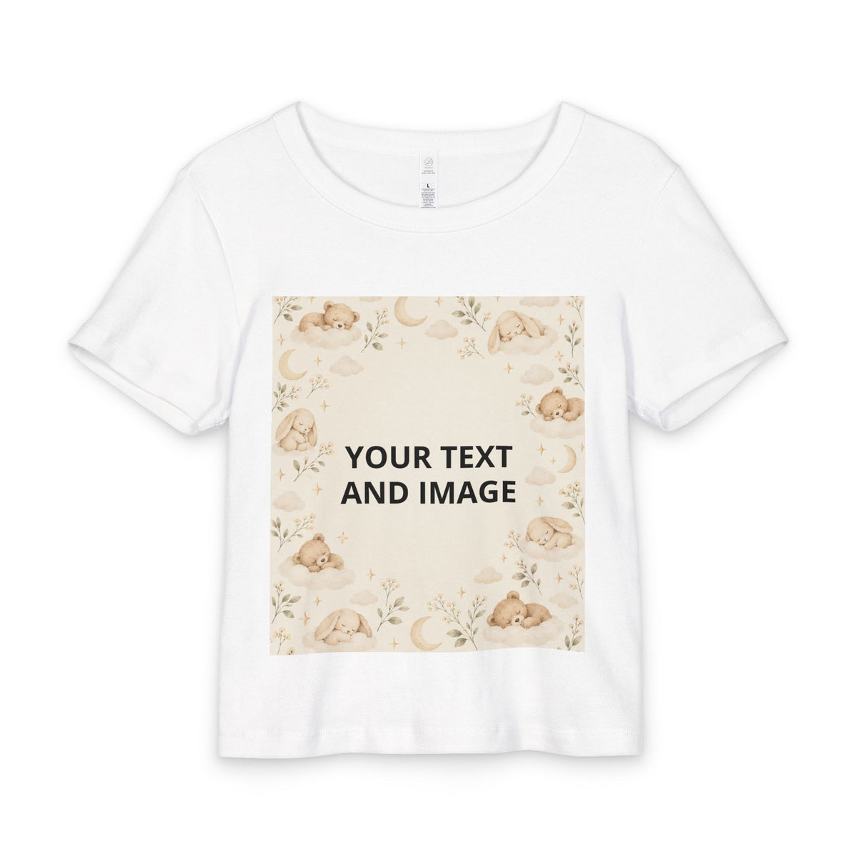 Organic Rib Baby Tee with Custom Text and Floral Photo Design