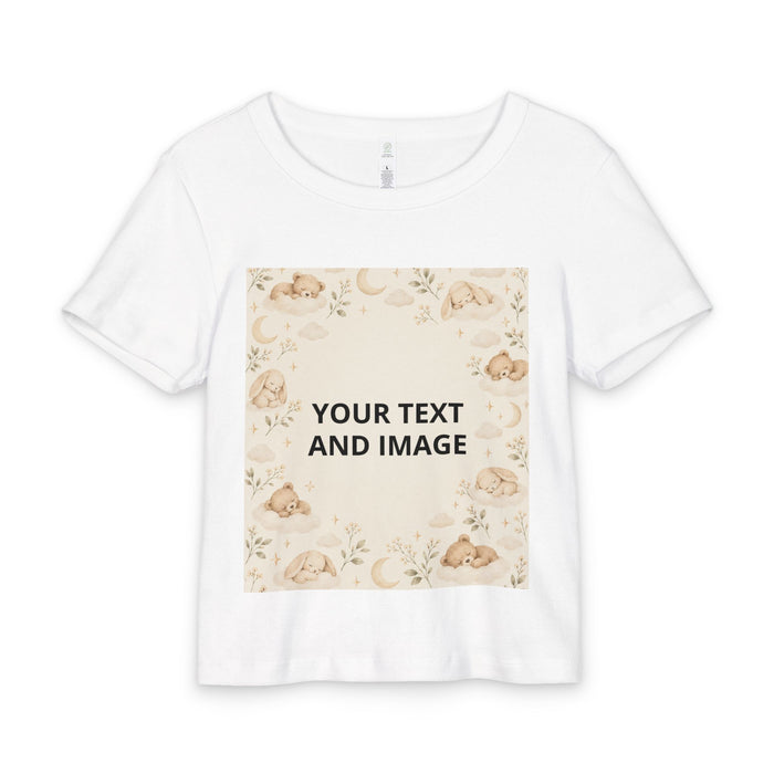 Organic Rib Baby Tee with Custom Text and Floral Photo Design